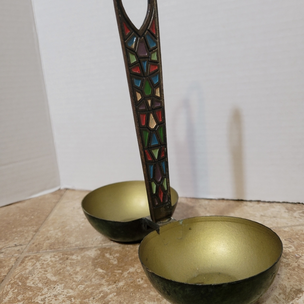Judaica Made In Israel Brass and Enamel Table decor/Incense Burner